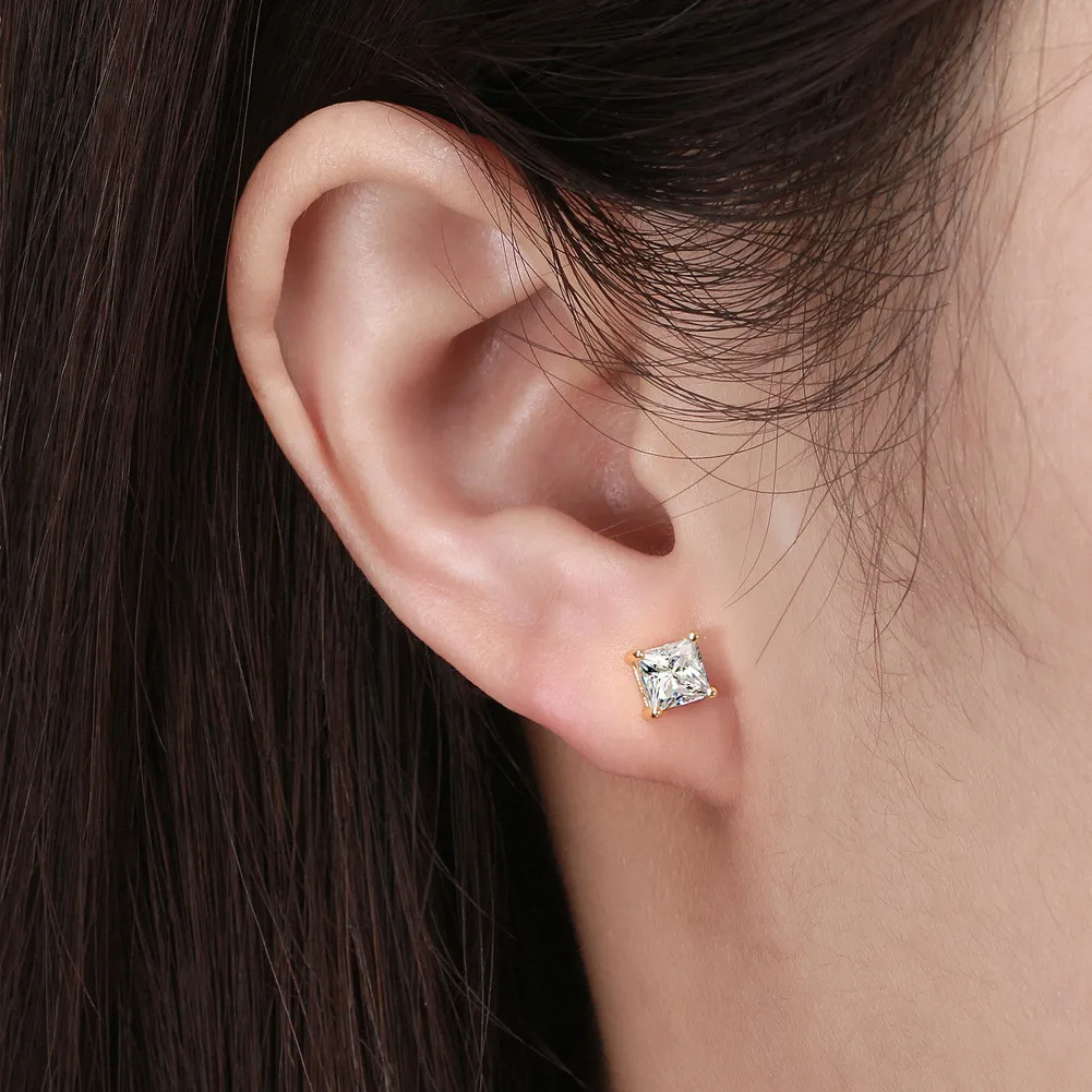 925 Sterling Silver Square Zirconia Stud Earring 40200521 - image1