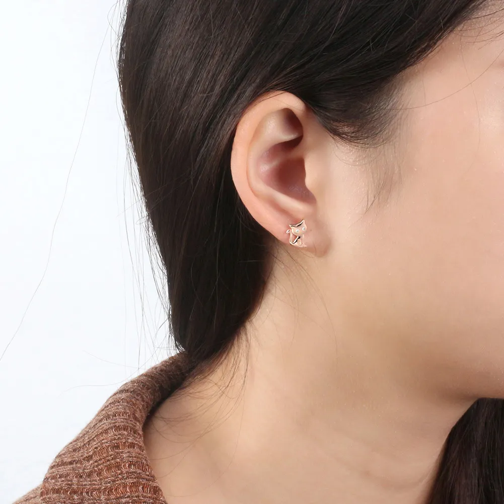 925 Sterling Silver Zirconia Kitten Stud Earring 40200524 - image1