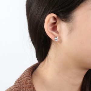 925 Sterling Silver Zirconia Kitten Stud Earring 40200524