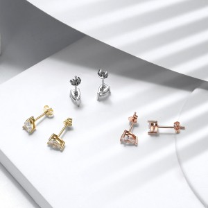925 Sterling Silver Waterdrop Zirconia Stud Earring 40200525