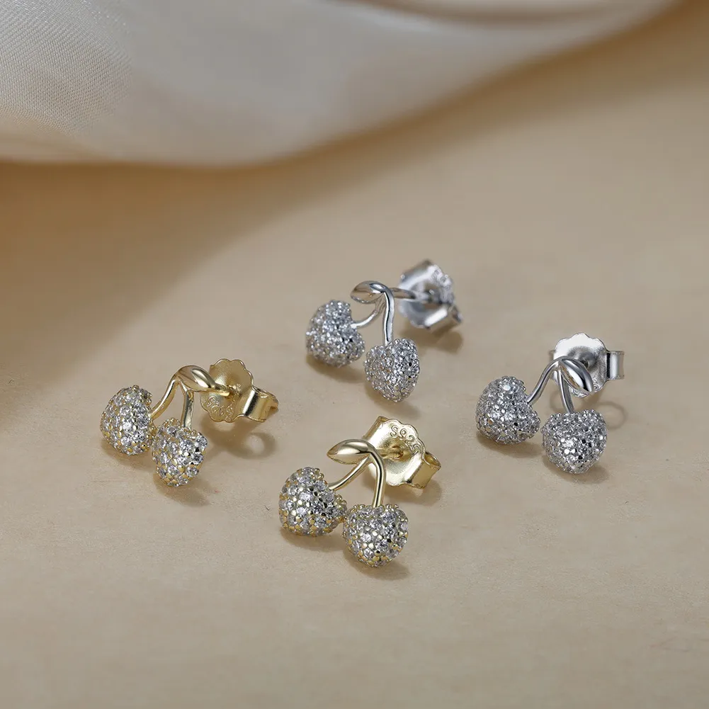 S925 Sweet Zirconia Cherry Stud Earring 40200527 - image2