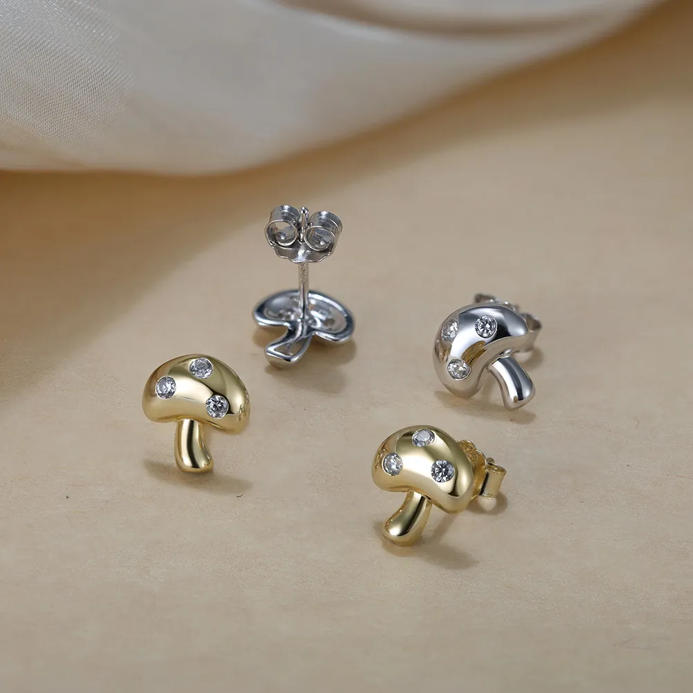 S925 Zirconia Mushroom Stud Earrings 40200528 - image2