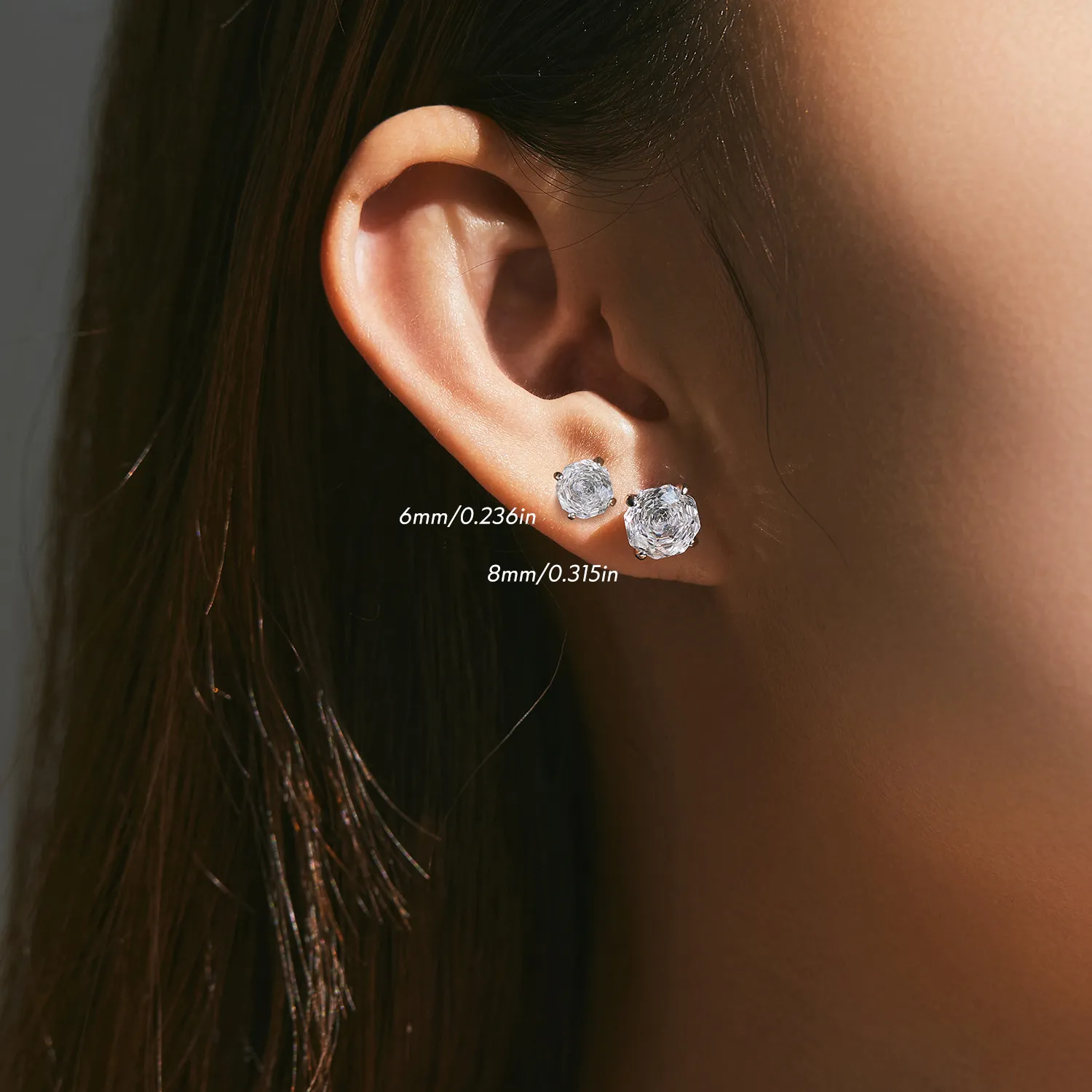 S925 Sparkle Rose Cut Zirconia Stud Earring 40200531 - image2