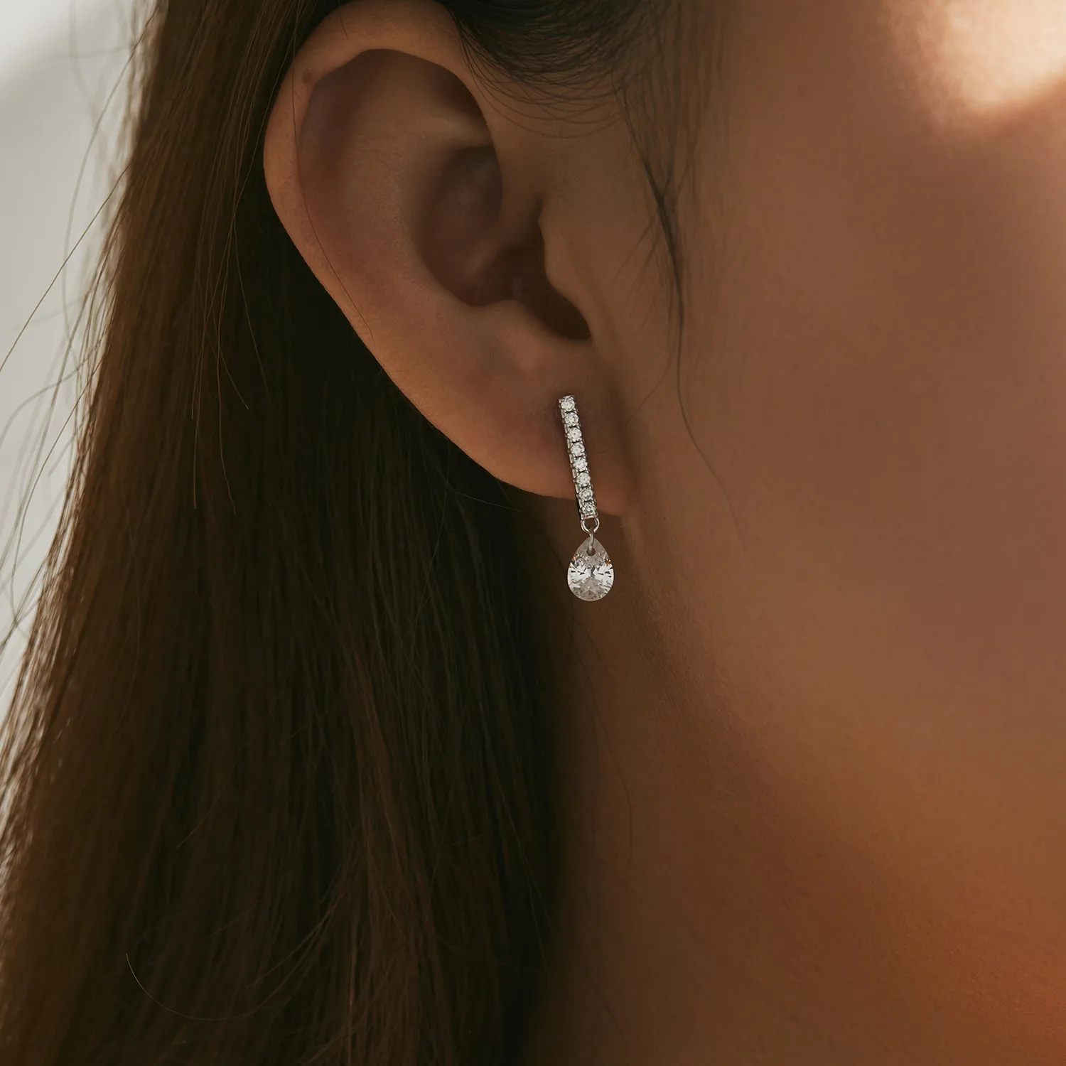 S925 Sweet Waterdrop Zirconia Stud Earring 40200533 - image1