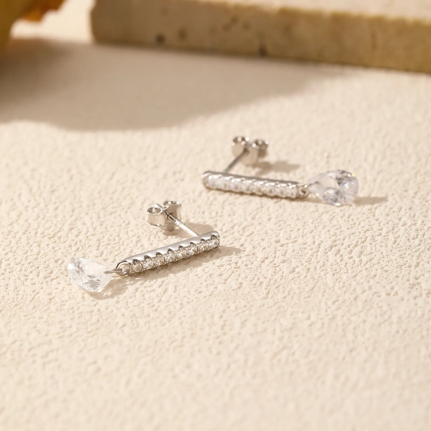 S925 Sweet Waterdrop Zirconia Stud Earring 40200533 - image2
