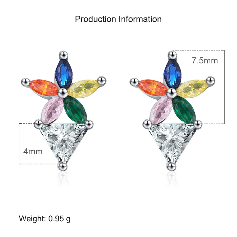 925 Sterling Silver Triangle Zirconia Stud Earring 40200544 - image2