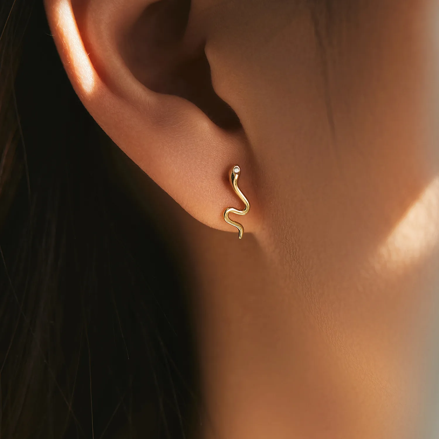 925 Sterling Silver Unique Snake Stud Earring 40200546 - image1