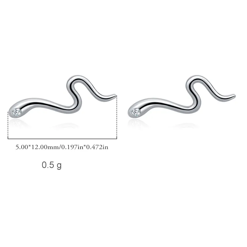 925 Sterling Silver Unique Snake Stud Earring 40200546 - image2