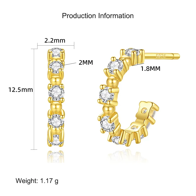 925 Sterling Silver Zirconia Hoop Stud Earring 40200549 - image2