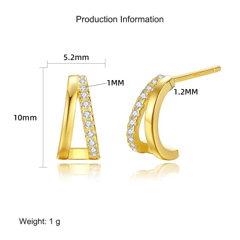 925 Sterling Silver Triangle Zirconia Stud Earring 40200552 - image2