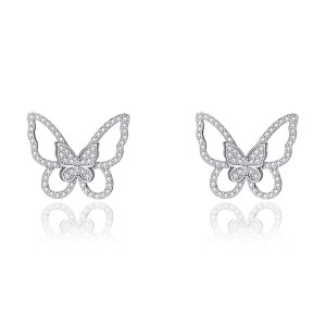 925 Sterling Silver Zirconia Butterfly Stud Earring 40200554