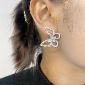 925 Sterling Silver Zirconia Butterfly Stud Earring 40200554