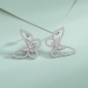 925 Sterling Silver Zirconia Butterfly Stud Earring 40200554