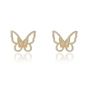925 Sterling Silver Zirconia Butterfly Stud Earring 40200554