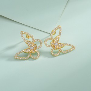 925 Sterling Silver Zirconia Butterfly Stud Earring 40200554