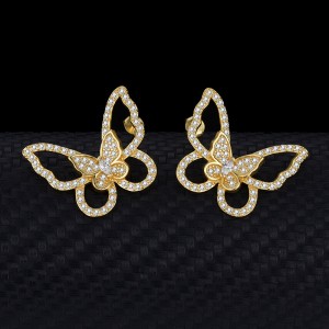 925 Sterling Silver Zirconia Butterfly Stud Earring 40200554