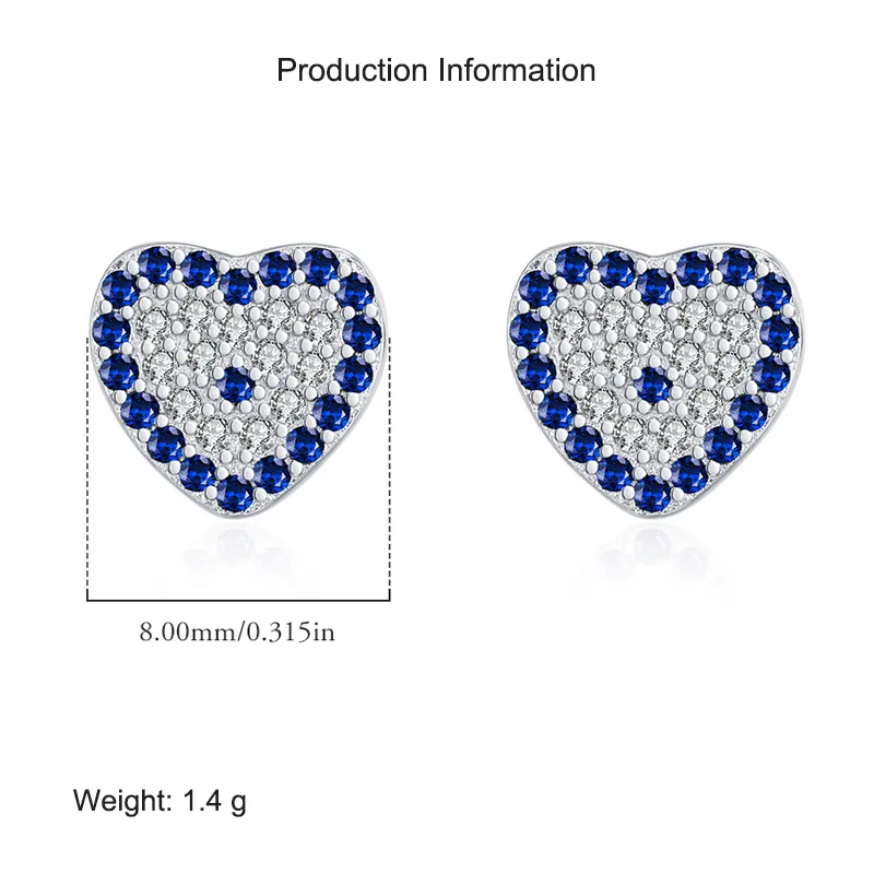 925 Sterling Silver Zirconia Heart Stud Earring 40200555 - image2