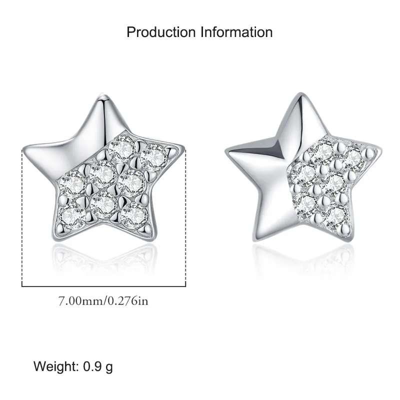 925 Sterling Silver Sparkle Zirconia Star Stud Earring 40200556 - image2