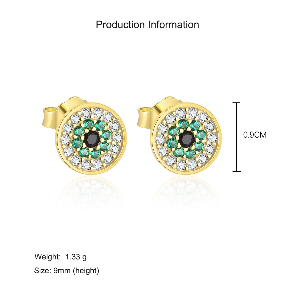 925 Sterling Silver CZ Evil Eye Stud Earrings 40200559 - image2