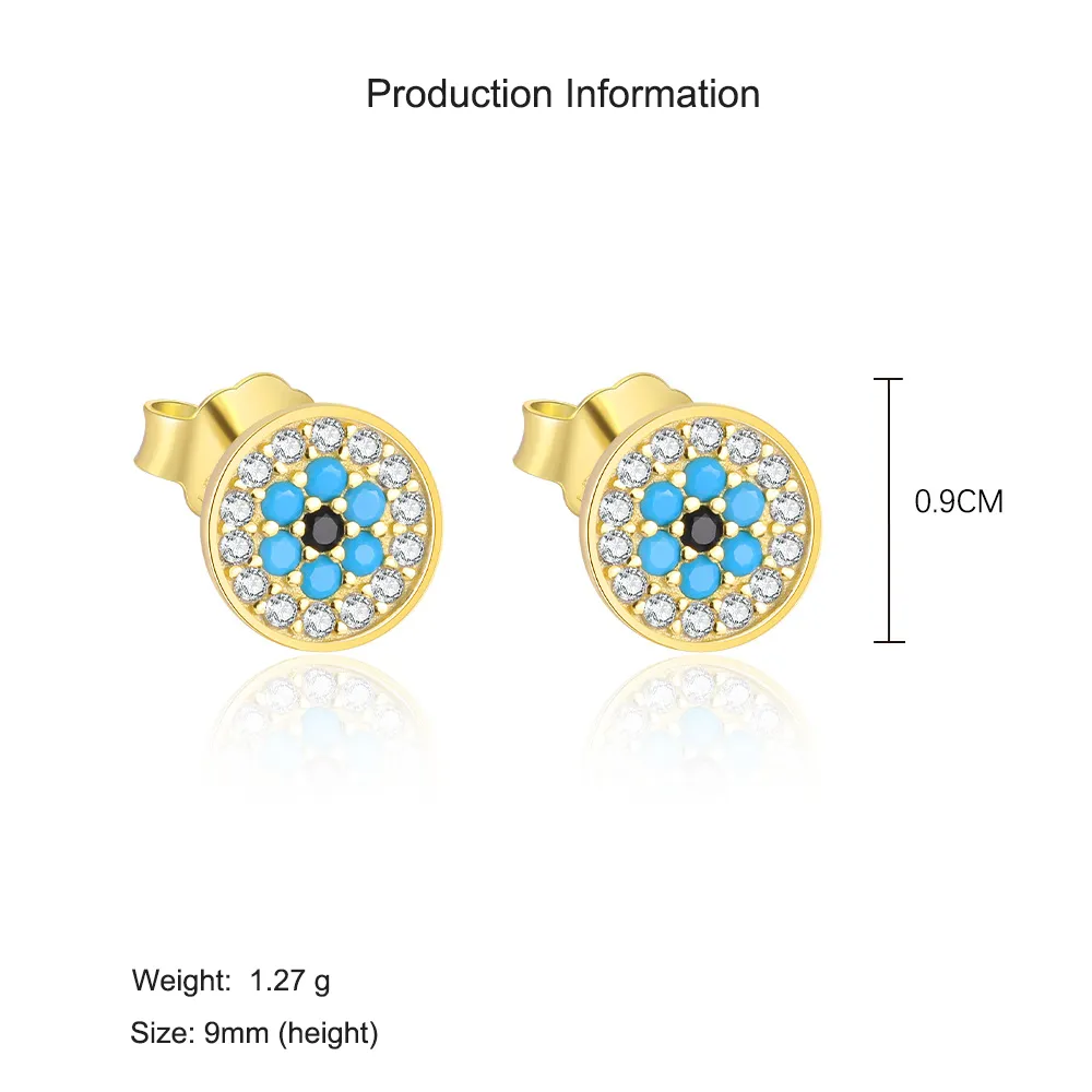 925 Sterling Silver CZ Evil Eye Stud Earrings 40200559 - image3