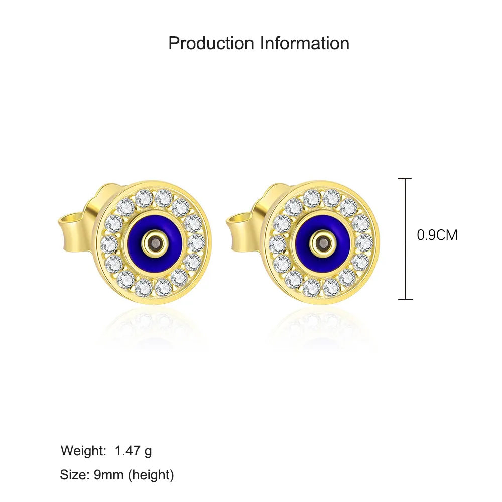 925 Sterling Silver CZ Evil Eye Stud Earrings 40200559 - image4