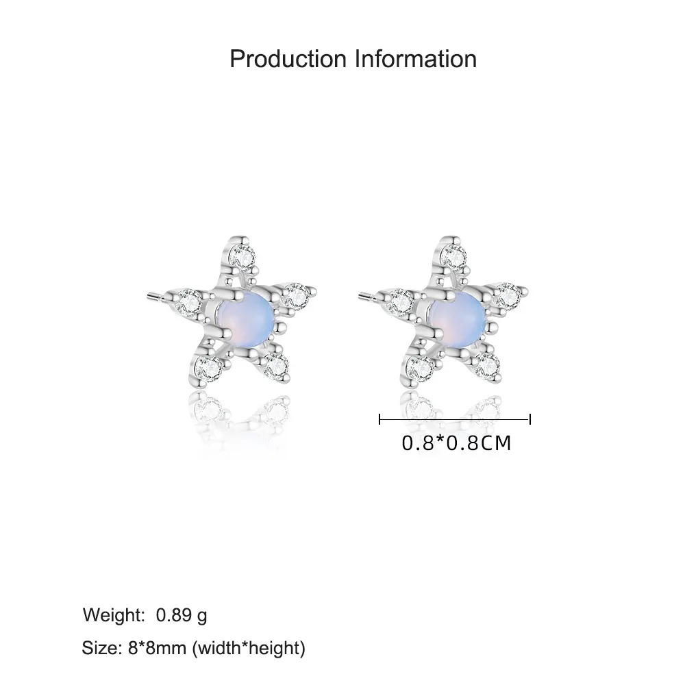 925 Sterling Silver Moon Star Zircon Stud Earring 40200561 - image2