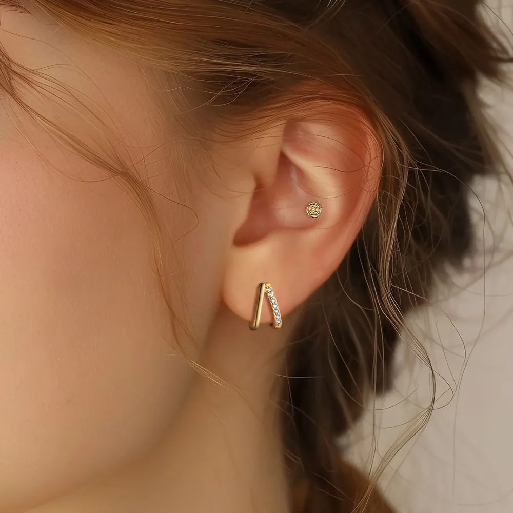 925 Sterling Silver Gold-Plated C-Shaped Zircon Earring 40200562 - image3