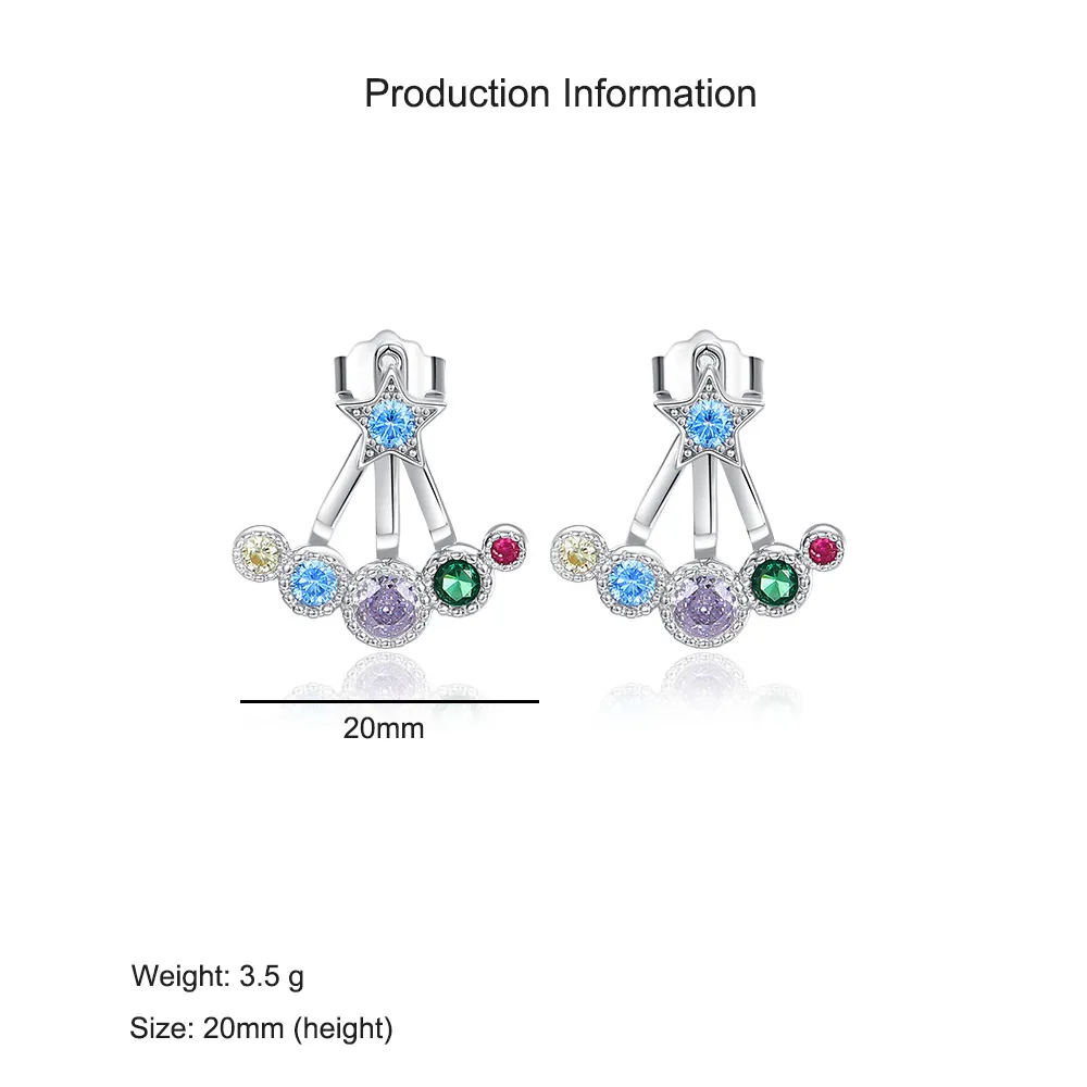 925 Sterling Silver Colorful Zircon Star Stud Earring 40200563 - image2