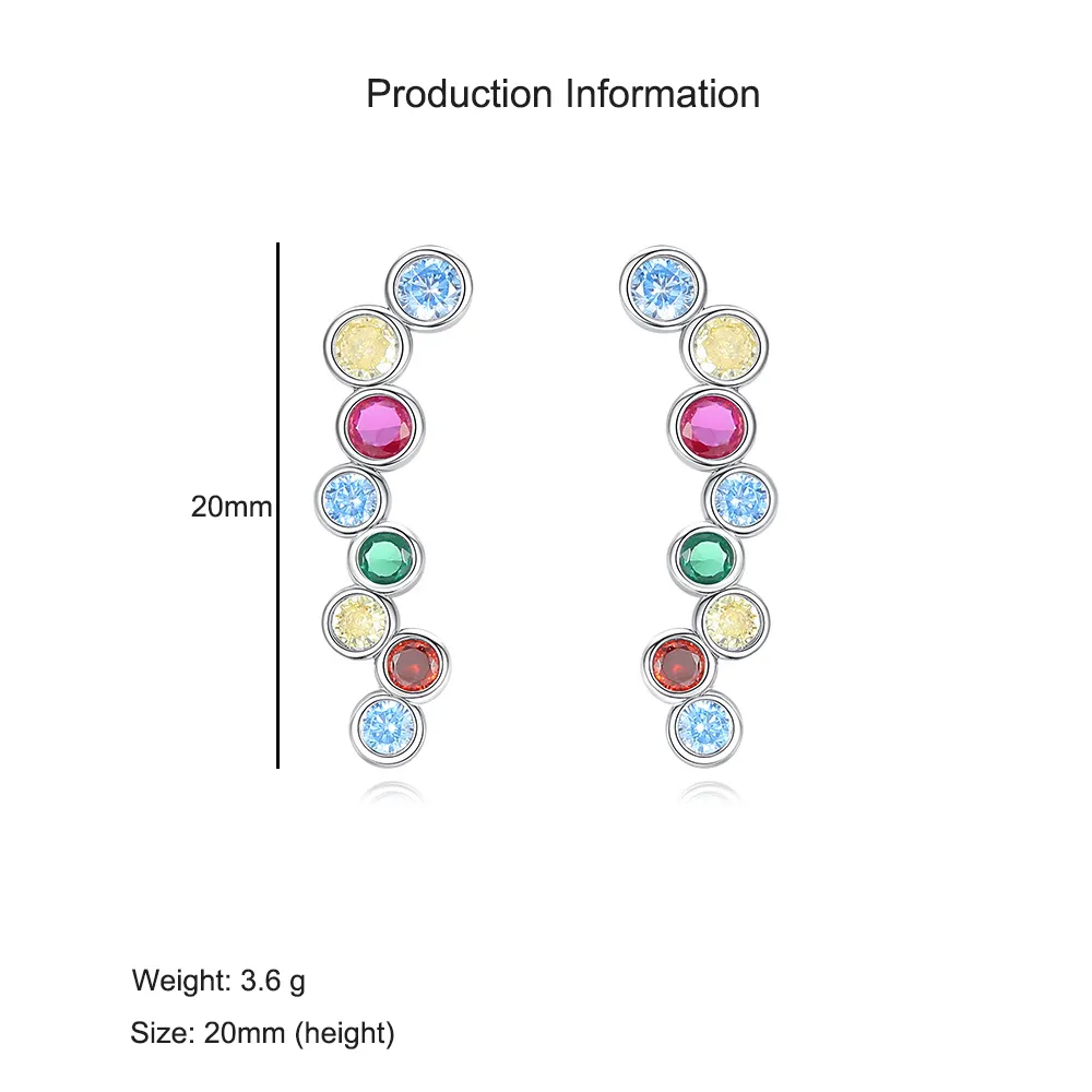 925 Sterling Silver Rainbow Colorful Zircon Stud Earring 40200564 - image2