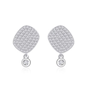 925 Sterling Silver Geometric Zircon Stud Earring 40200569