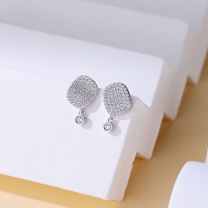 925 Sterling Silver Geometric Zircon Stud Earring 40200569