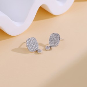 925 Sterling Silver Geometric Zircon Stud Earring 40200569