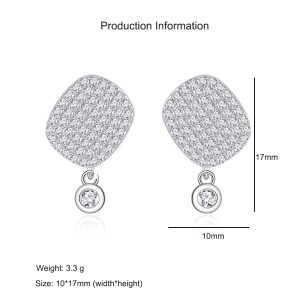 925 Sterling Silver Geometric Zircon Stud Earring 40200569