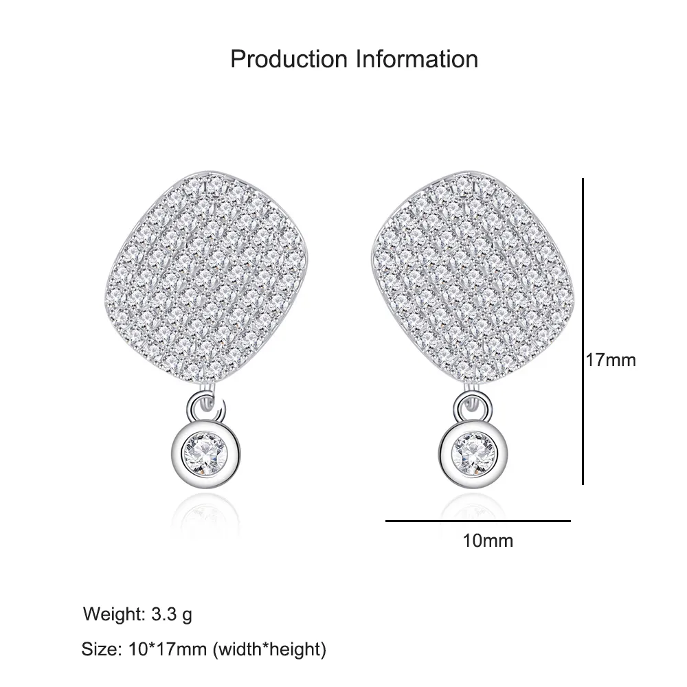 925 Sterling Silver Geometric Zircon Stud Earring 40200569 - image2