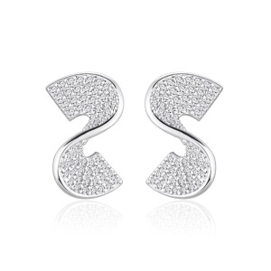 925 Sterling Silver S-Shaped Zircon Stud Earring 40200575
