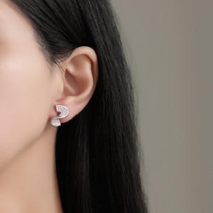 925 Sterling Silver S-Shaped Zircon Stud Earring 40200575