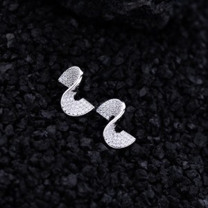 925 Sterling Silver S-Shaped Zircon Stud Earring 40200575