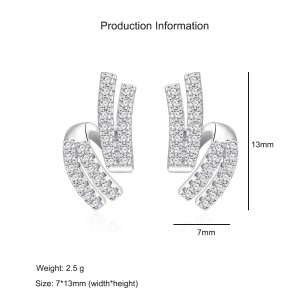 925 Sterling Silver Double Row Zircon Stud Earring 40200576