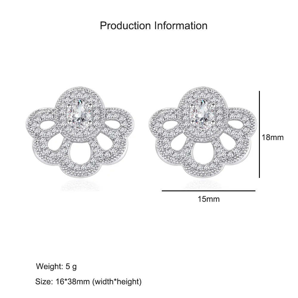 925 Sterling Silver CZ Fan-Shaped Flower Earring 40200579 - image2