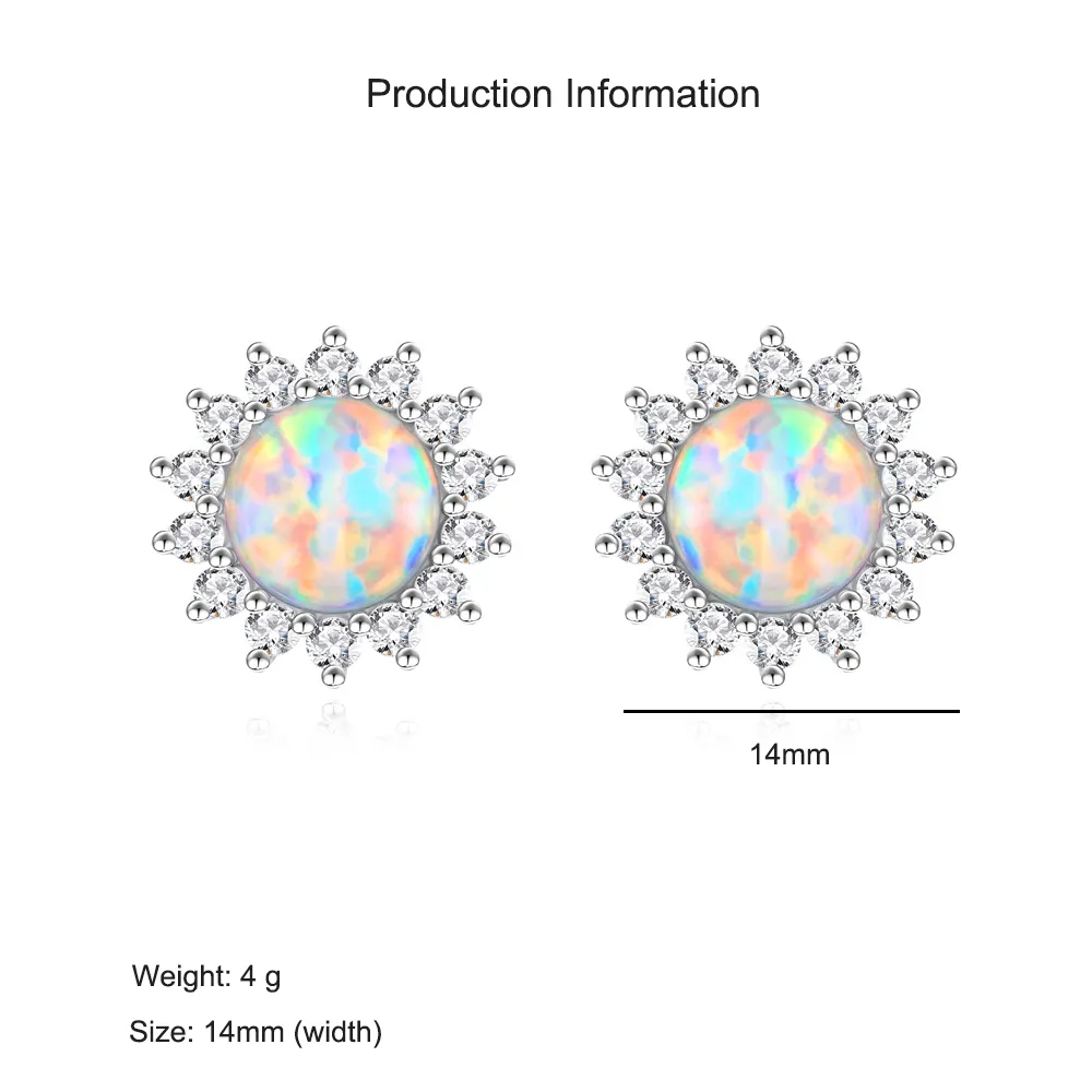 925 Sterling Silver 8mm Natural Opal Stud Earring 40200581 - image2