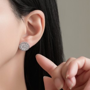 925 Sterling Silver Double-Layer Flower CZ Stud Earring 40200582