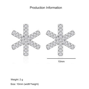925 Sterling Silver Snowflake CZ Stud Earring 40200583