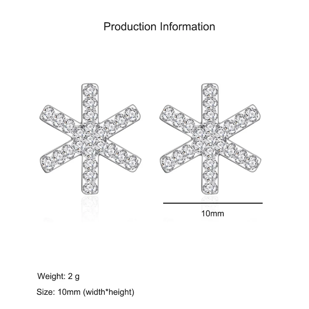 925 Sterling Silver Snowflake CZ Stud Earring 40200583 - image2