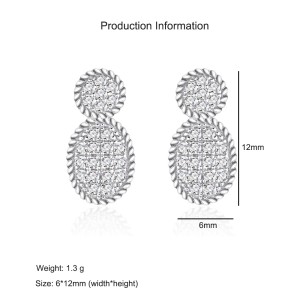 925 Sterling Silver Oval Geometric Pave CZ Earring 40200584