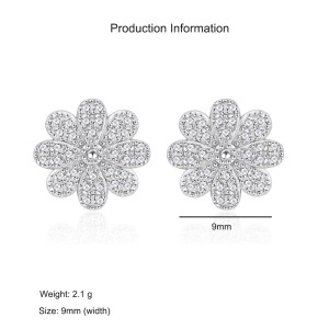 925 Sterling Silver Daisy Pave CZ Floral Stud Earring 40200585