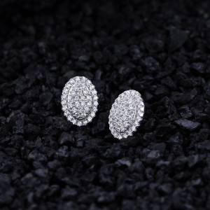 925 Sterling Silver Oval Pave CZ Stud Earring 40200586