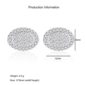 925 Sterling Silver Oval Pave CZ Stud Earring 40200586