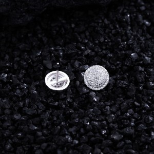 925 Sterling Silver Round Pave CZ Stud Earring 40200589