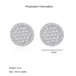 925 Sterling Silver Round Pave CZ Stud Earring 40200589