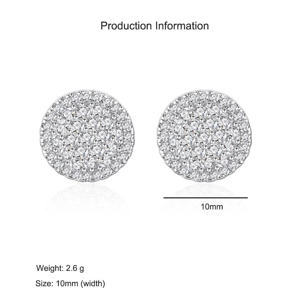 925 Sterling Silver Round Pave CZ Stud Earring 40200589 - image2